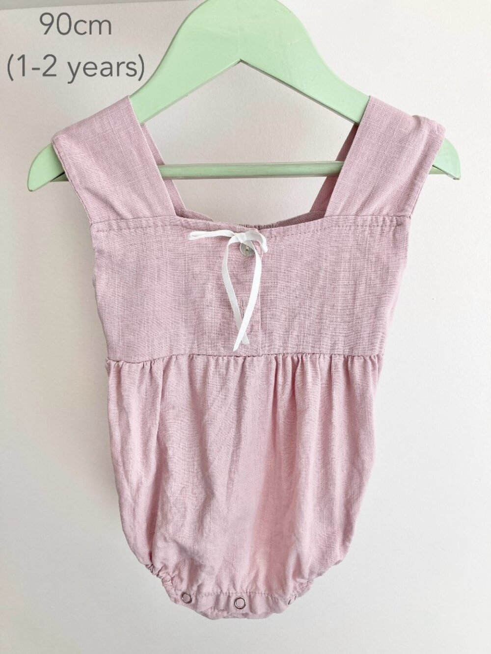 🪴5/$30 Merebe Premium 90cm 1-2 Years Pink Bubble Bodysuit Korean Summer Bow